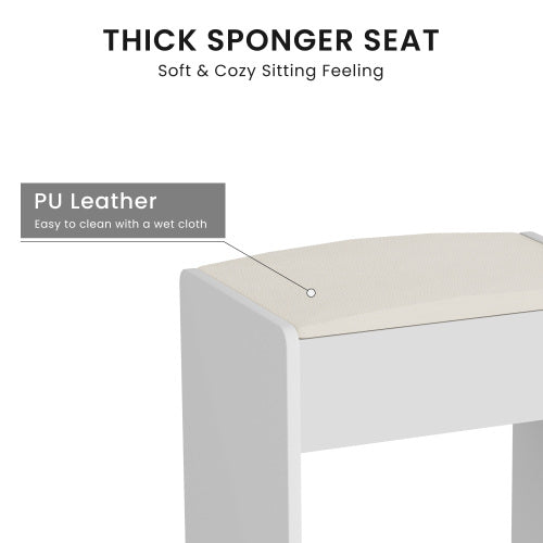 Vanity table with LED-lit mirror with power outlet and hairdryer shelving, with 4 drawers and upholstered stool, brightness adjustable in 3 lighting modes, storage table, White,43.3"L *15.7"W *55.4"H