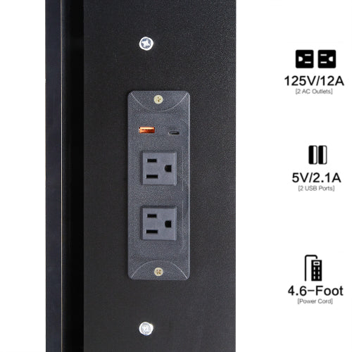 37" Middle Size Left Bedside Cabinet Vanity Table + Cushioned Stool Dresser Set, 2 AC+2 USB Socket, Hair Dryer Stand, Large Touch Control LED Sliding Mirror, 3-color Switch, EPA, GCC, UL Certificate