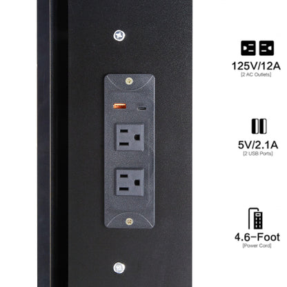 37" Middle Size Left Bedside Cabinet Vanity Table + Cushioned Stool Dresser Set, 2 AC+2 USB Socket, Hair Dryer Stand, Large Touch Control LED Sliding Mirror, 3-color Switch, EPA, GCC, UL Certificate