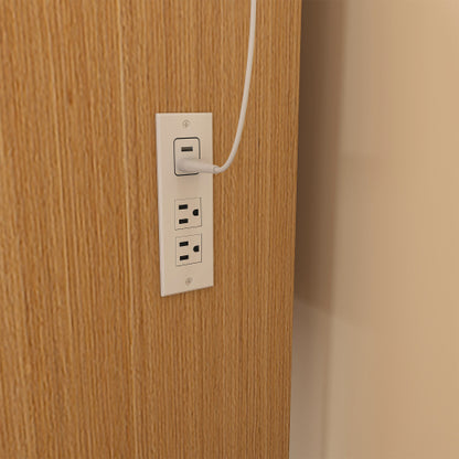 Vanity Table with LED-Illuminated Mirror, Power Outlet, Hairdryer Holder & Stool – Compact Dressing Desk for Small Bedrooms(Wood)