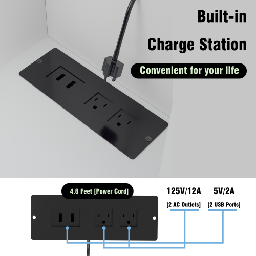 The Black dressing table with LED mirror is equipped with a hair dryer rack, and the dressing tables in the bedroom and dressing room are equipped with dressing stools